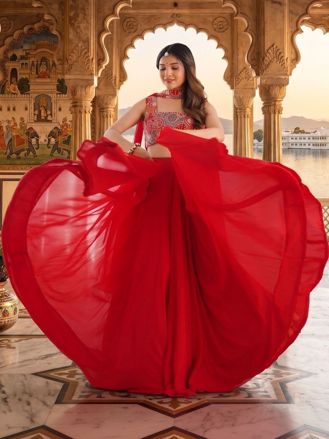 Anouk Printed Ready to Wear Lehenga & Blouse With Dupatta thumbnail 7