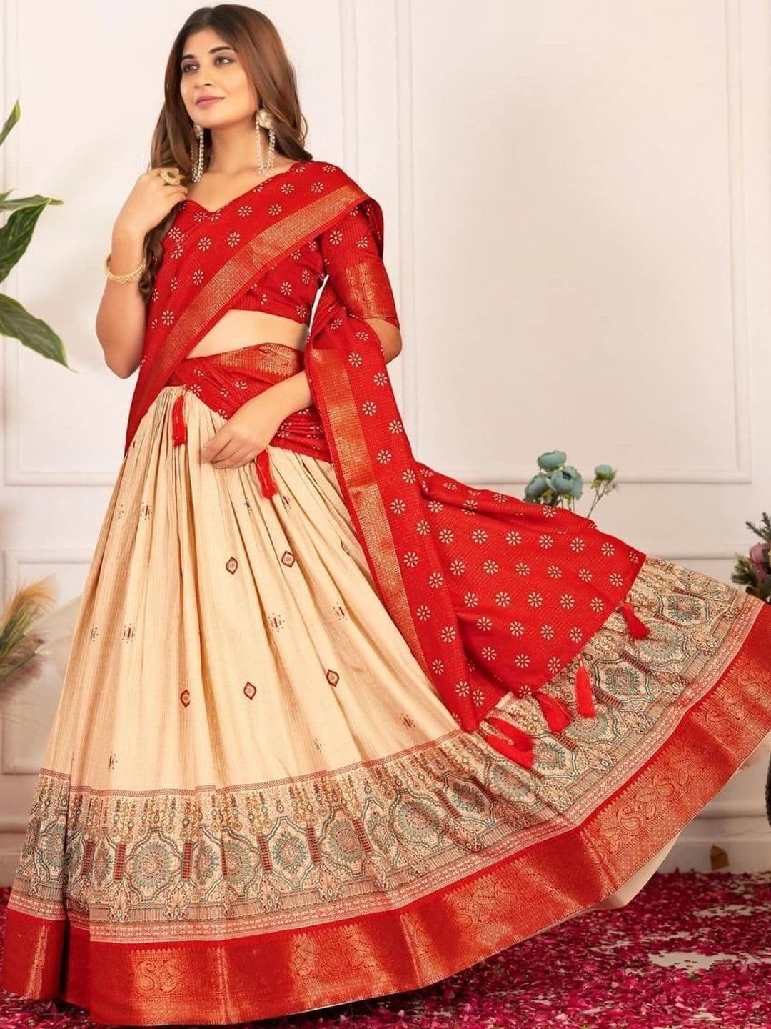 Anouk Printed Semi-Stitched Lehenga & Blouse Taping thumbnail 4