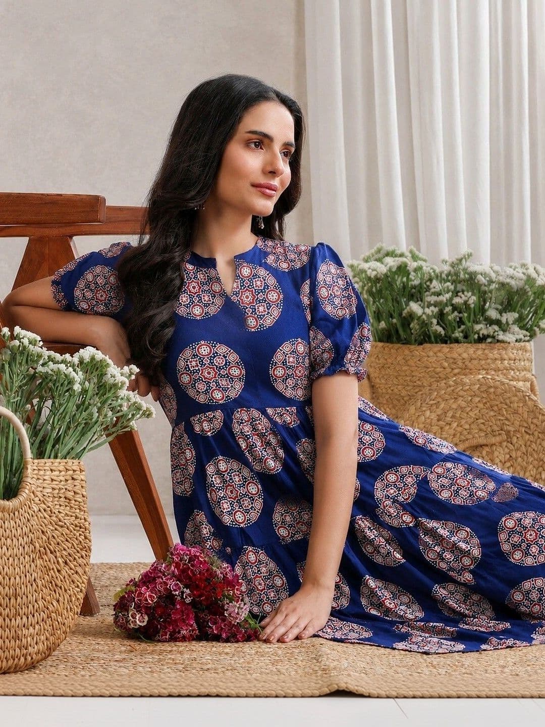 PRESHA Women Geometric Printed Indie Prints Anarkali Kurta - view 1