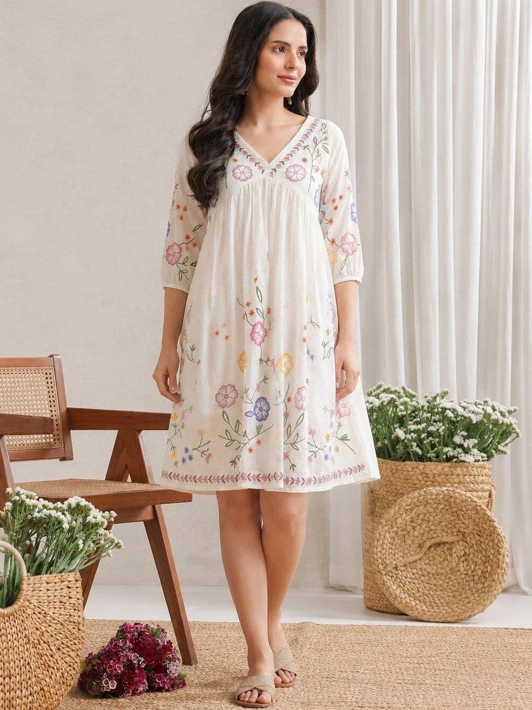 PRESHA Women Floral Embroidered Thread Work Floral Kurta thumbnail 4