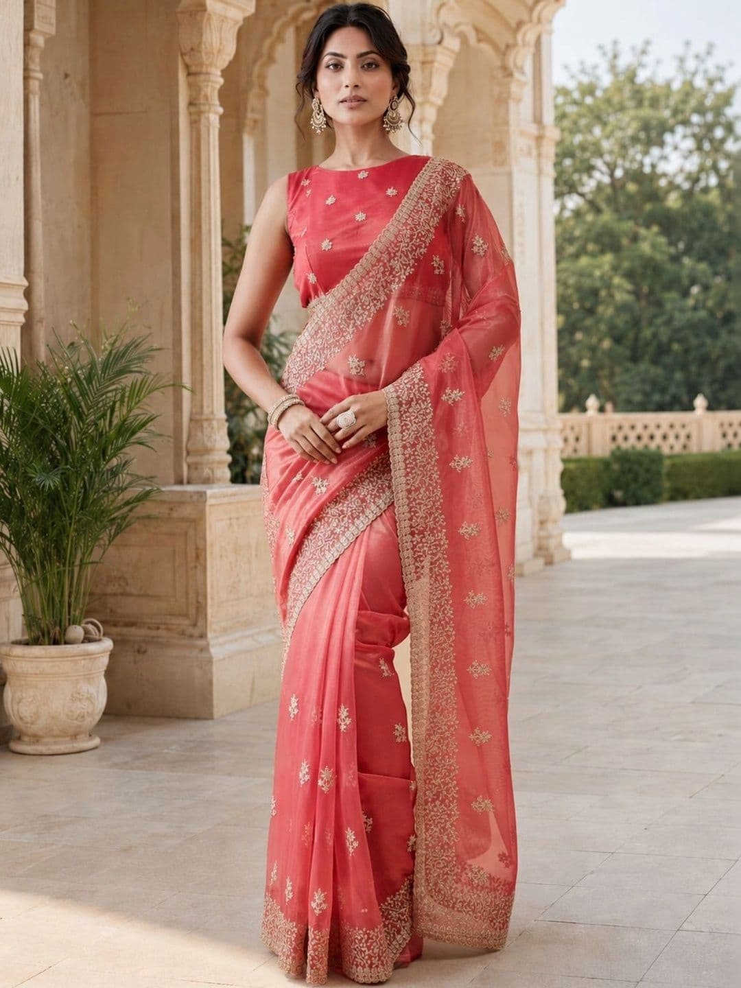 kasee Embellished Embroidered Supernet Heavy Work Saree - view 1