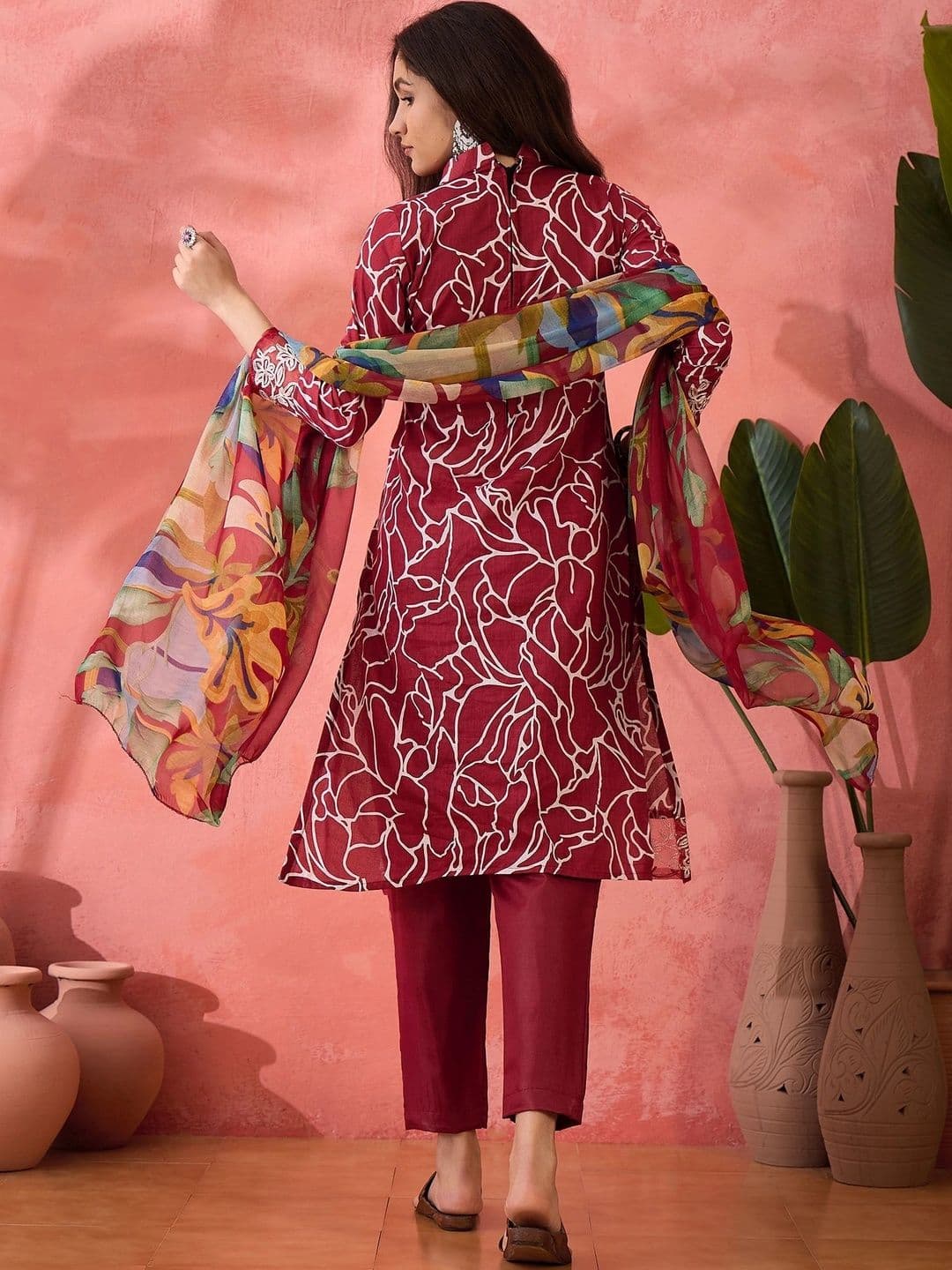 HERE&NOW Printed Pure Cotton Semi-Stitched Dress Material thumbnail 4