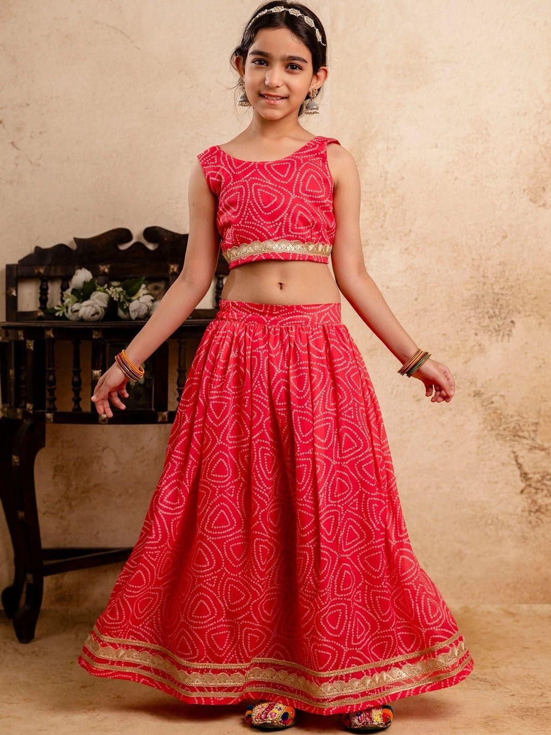 YK Girls Printed Ready to Wear Lehenga & Blouse With Dupatta thumbnail 4