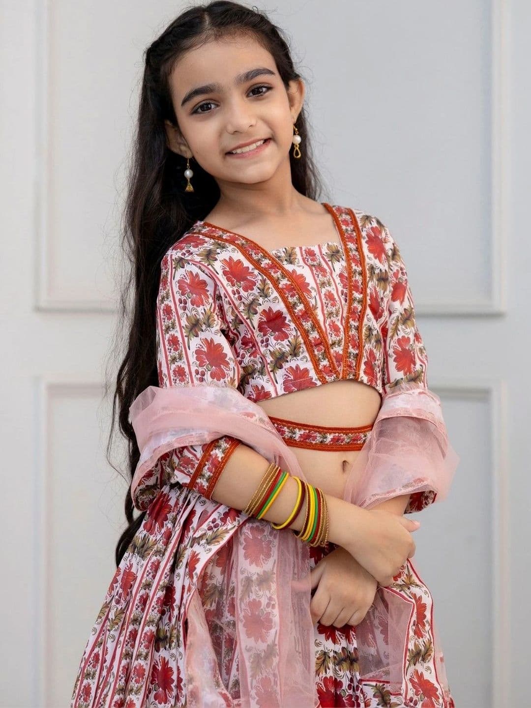 YK Girls Printed Ready to Wear Lehenga & Blouse With Dupatta thumbnail 5