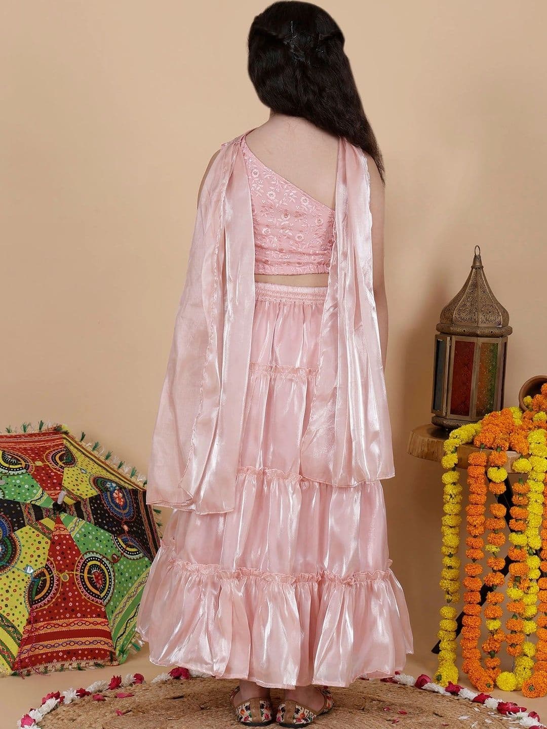 YK Girls Embellished Ready to Wear Lehenga & Blouse With Dupatta thumbnail 2