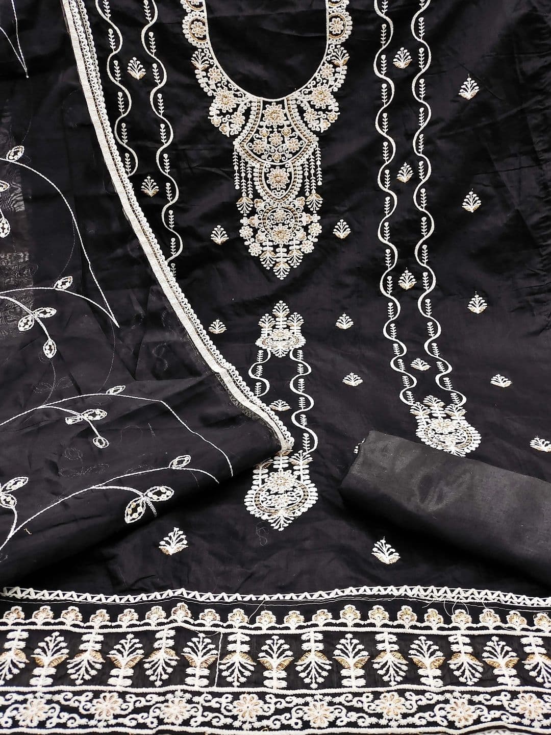HERE&NOW Embellished Semi-Stitched Dress Material thumbnail 2