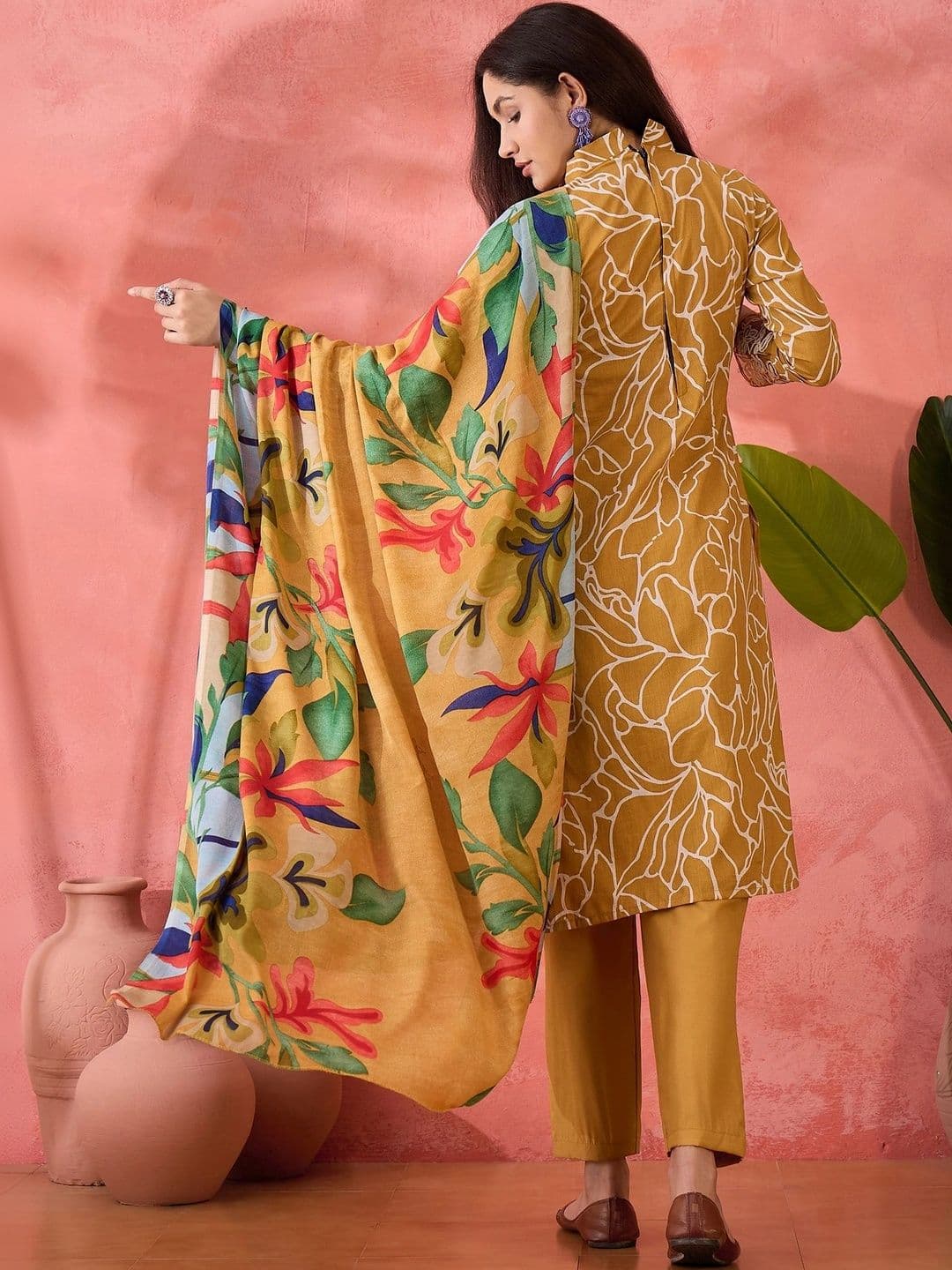 HERE&NOW Printed Pure Cotton Semi-Stitched Dress Material thumbnail 6