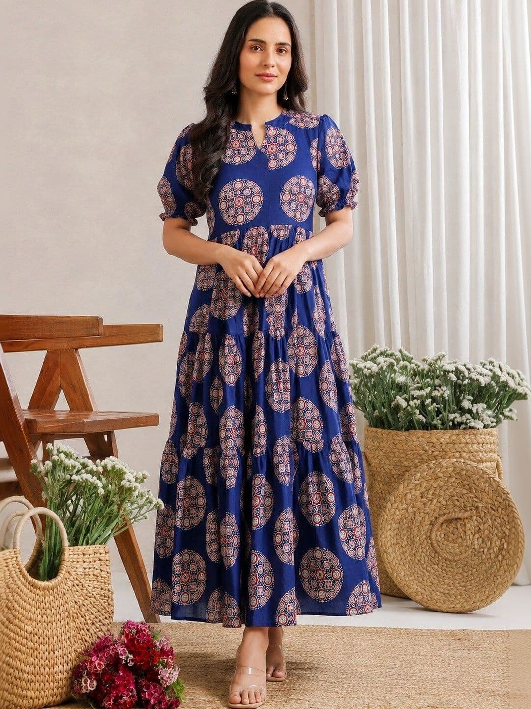 PRESHA Women Geometric Printed Indie Prints Anarkali Kurta thumbnail 3