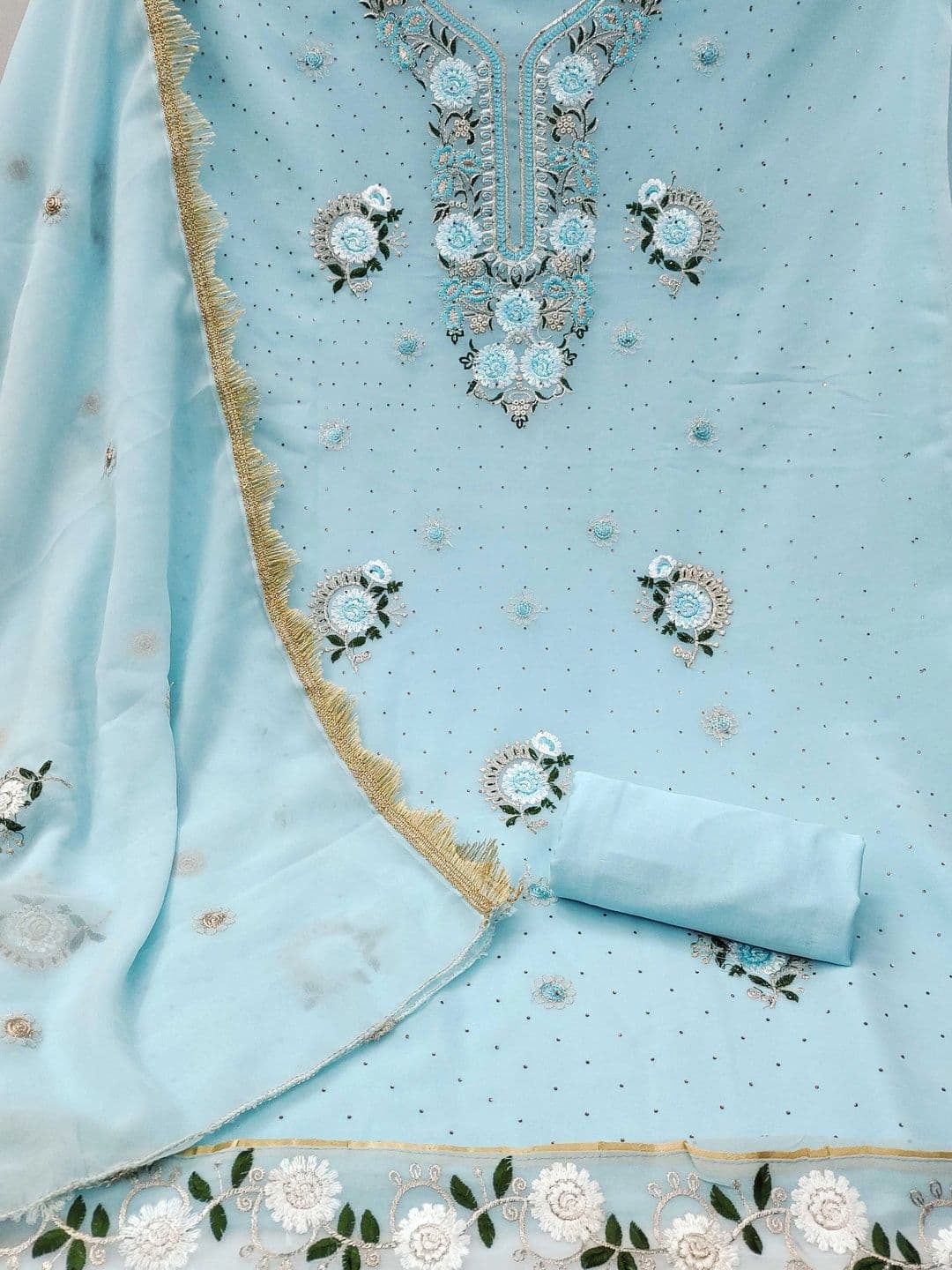 HERE&NOW Embroidered Semi-Stitched Dress Material thumbnail 3