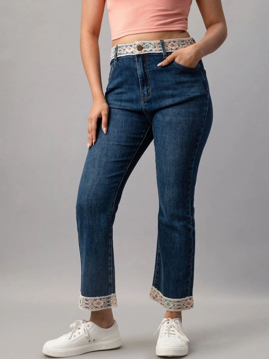 NATICA Women Regular Fit Mid-Rise Embellished Stretchable Jeans - view 1