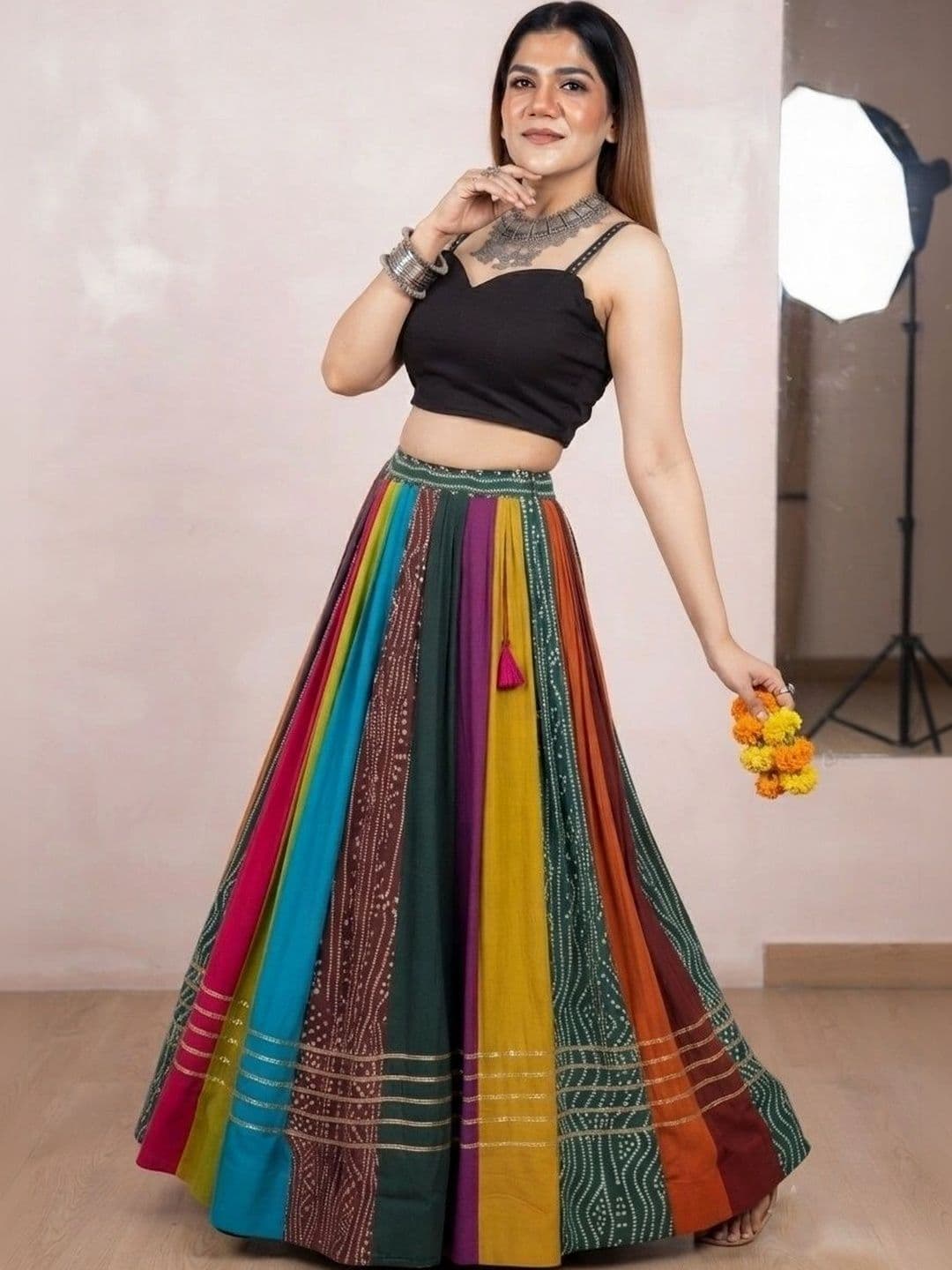 Anouk Semi-Stitched Lehenga & thumbnail 2