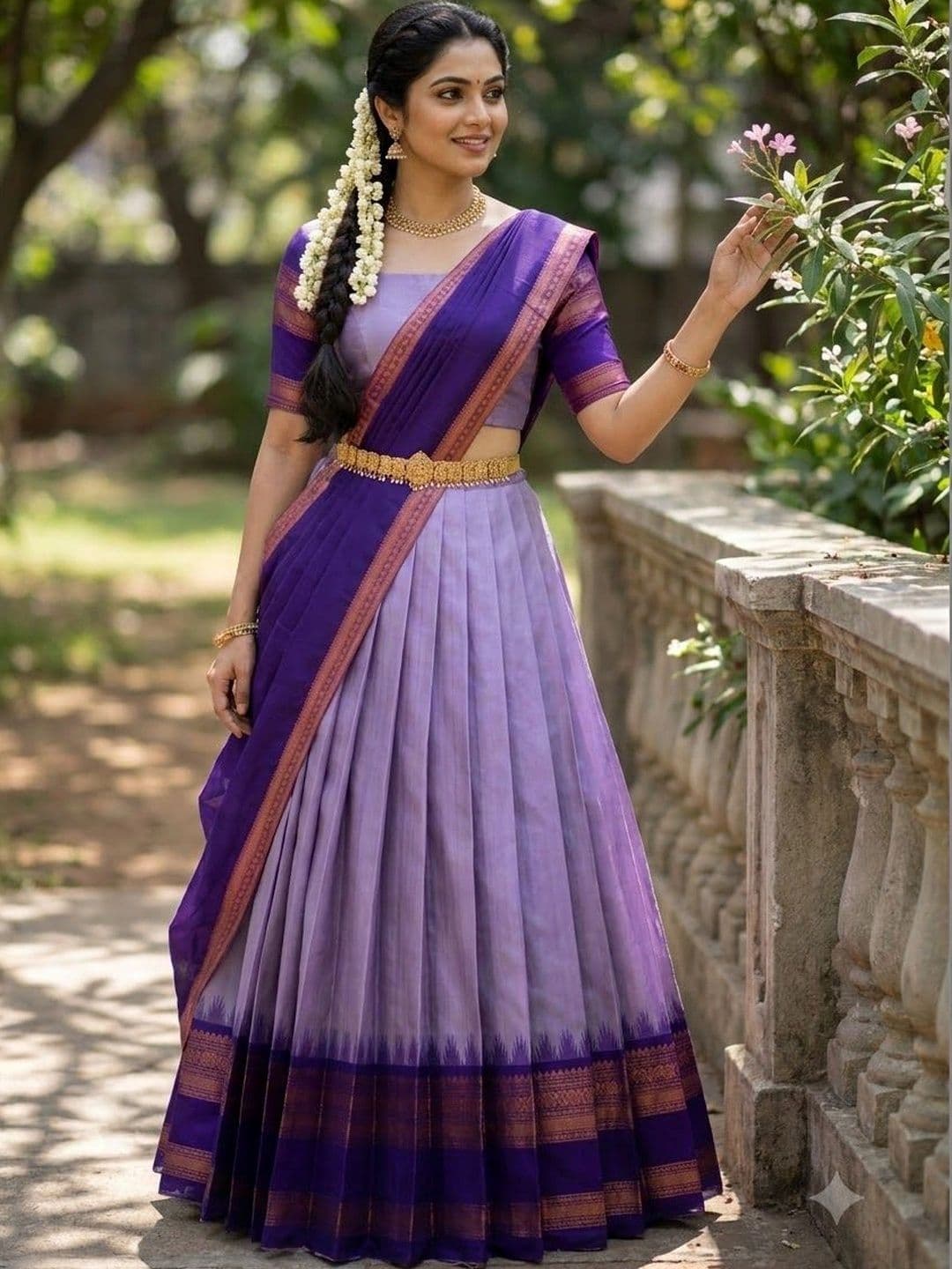 Pink Bindi Semi-Stitched Lehenga & Unstitched Blouse With Dupatta thumbnail 3