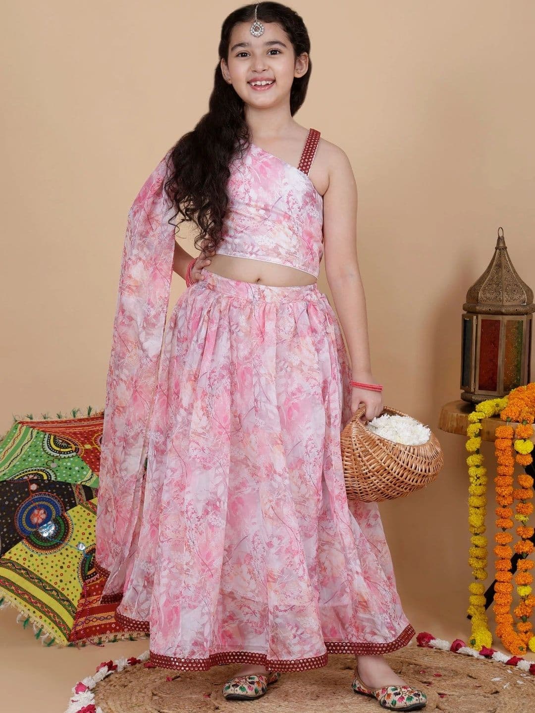 YK Girls Printed Ready to Wear Lehenga & Blouse With Dupatta - view 1
