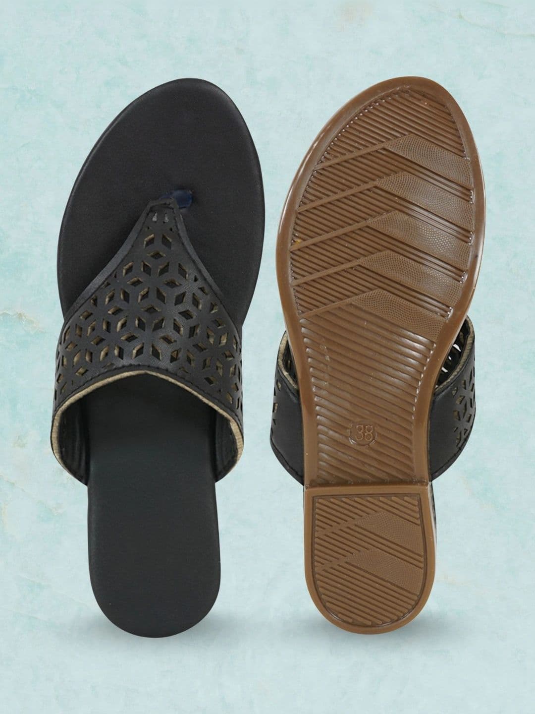 glitchez Women One Toe Flats with Laser Cuts thumbnail 2