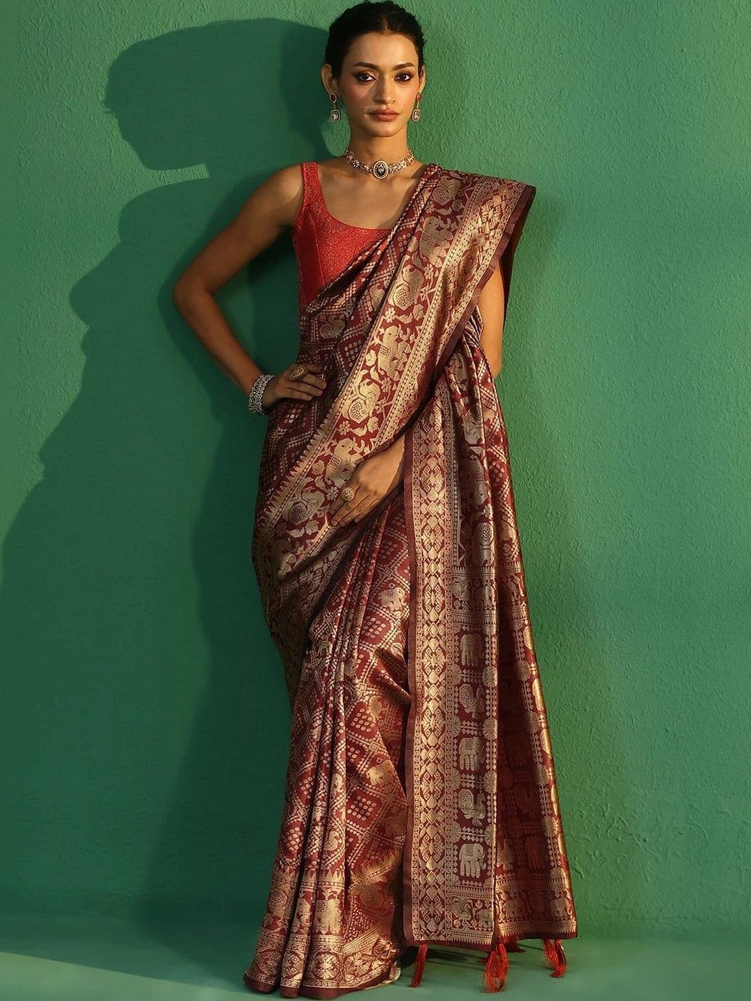 Libas Woven Design Zari Brocade Saree - view 1