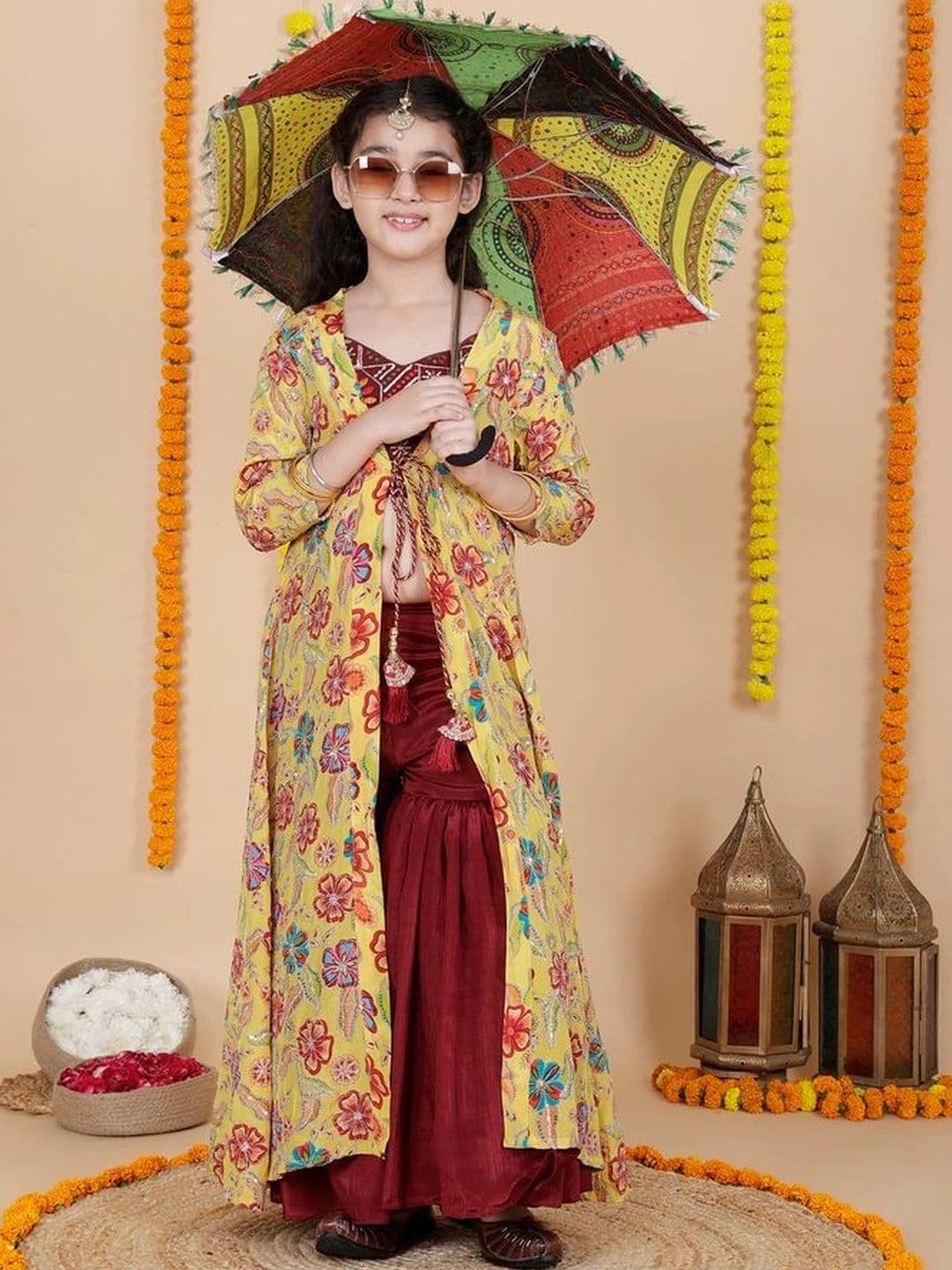 YK Girls Printed Ready to Wear Lehenga & thumbnail 4