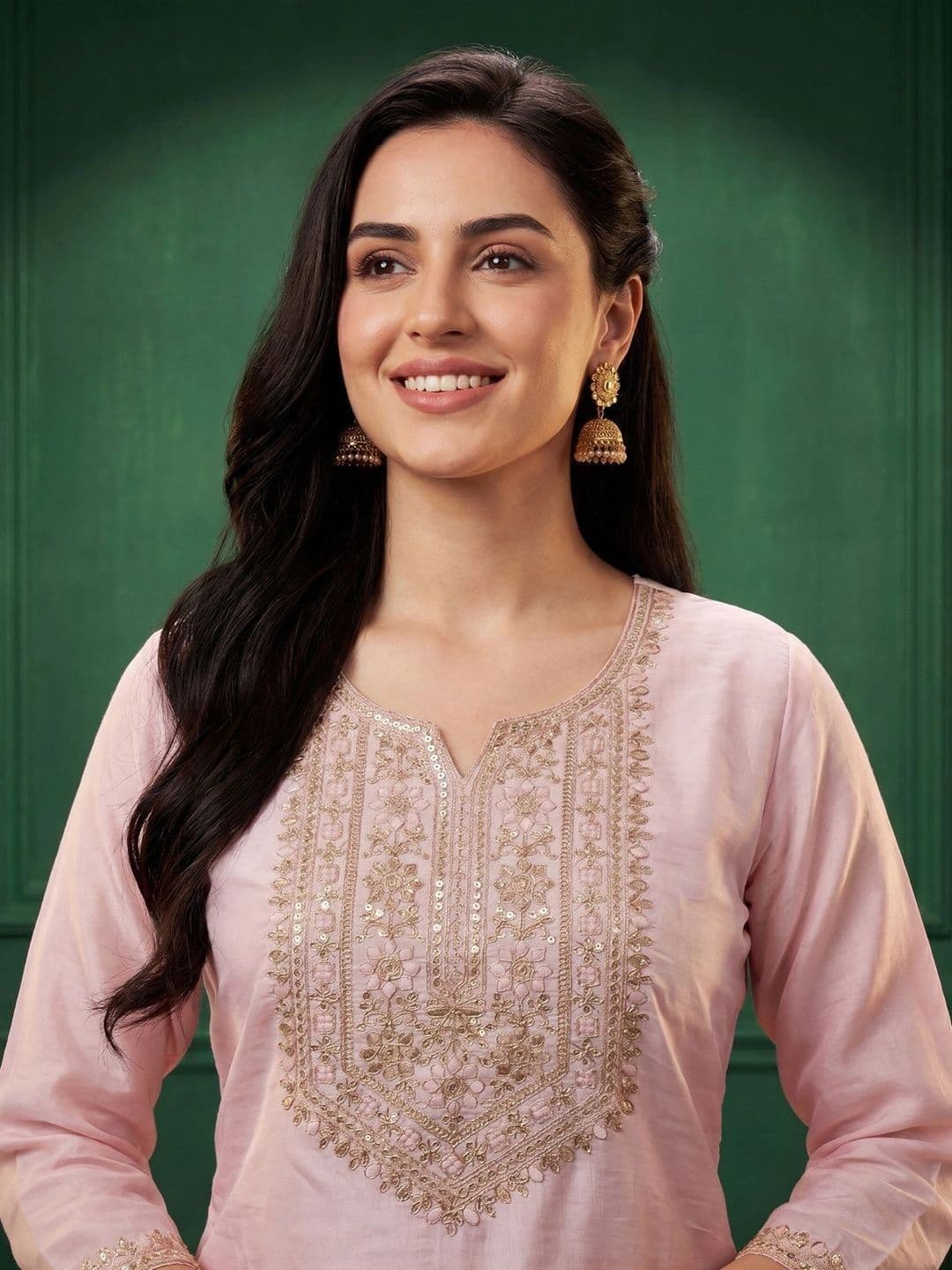 Indo Era Women Ethnic Motifs Embroidered Regular Sequinned Kurta with Trousers & With Dupatta thumbnail 5