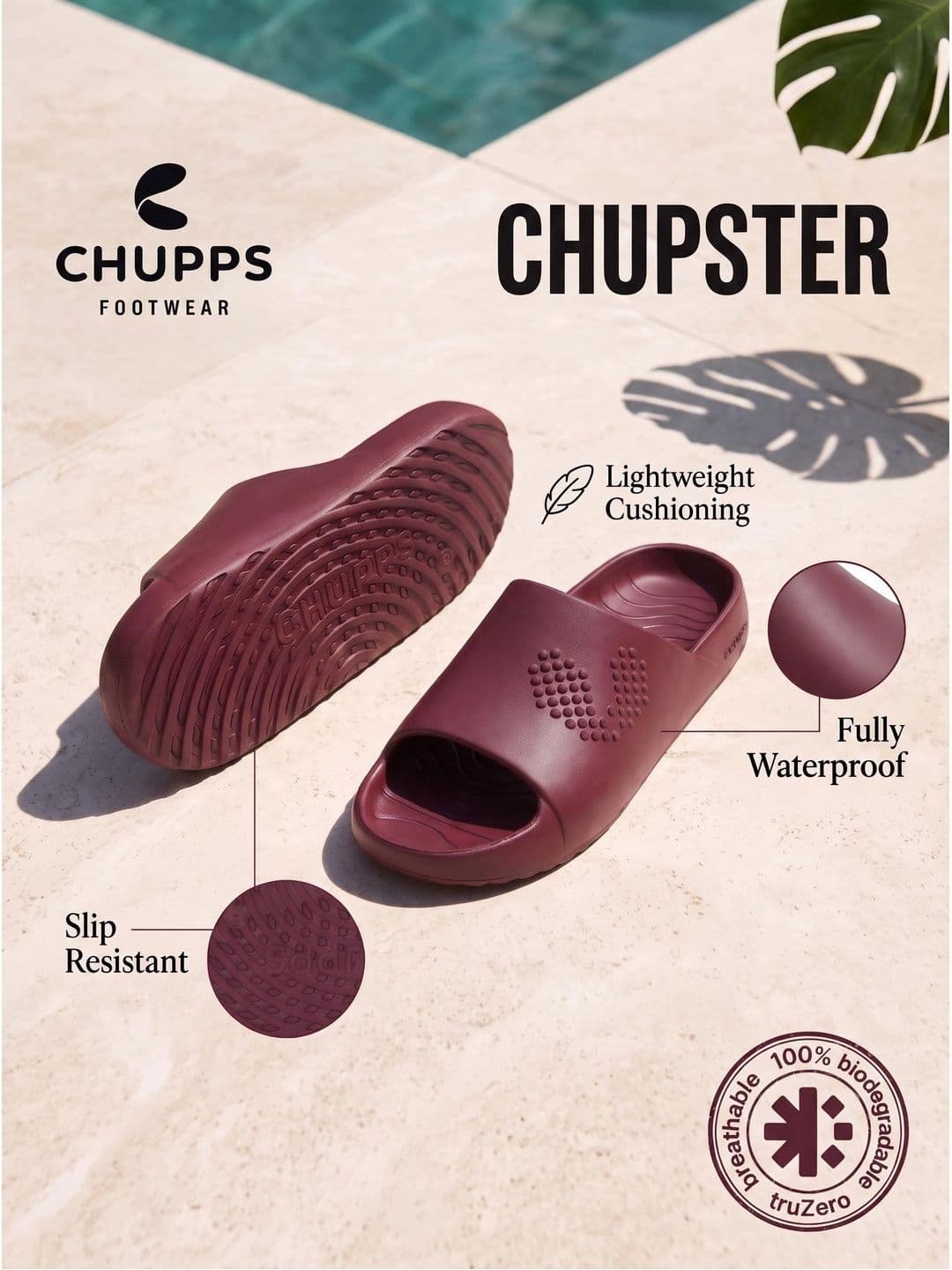 CHUPPS Men Maroon Chupster Orthopedic Sliders thumbnail 6