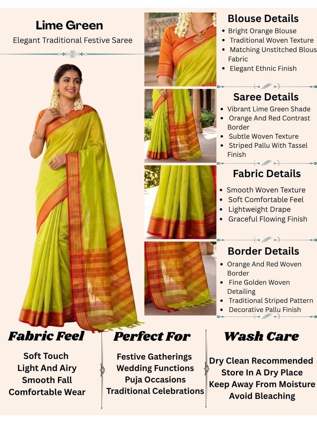 Moda Rapido Striped Zari Silk Cotton Handloom Chanderi Saree thumbnail 4