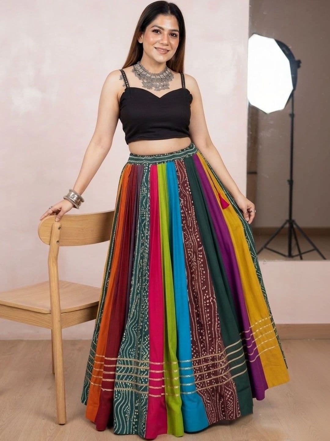 Anouk Semi-Stitched Lehenga & thumbnail 3