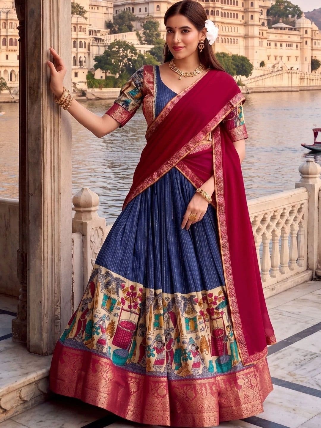 Anouk Embellished Semi-Stitched Lehenga & Blouse With Dupatta - view 1