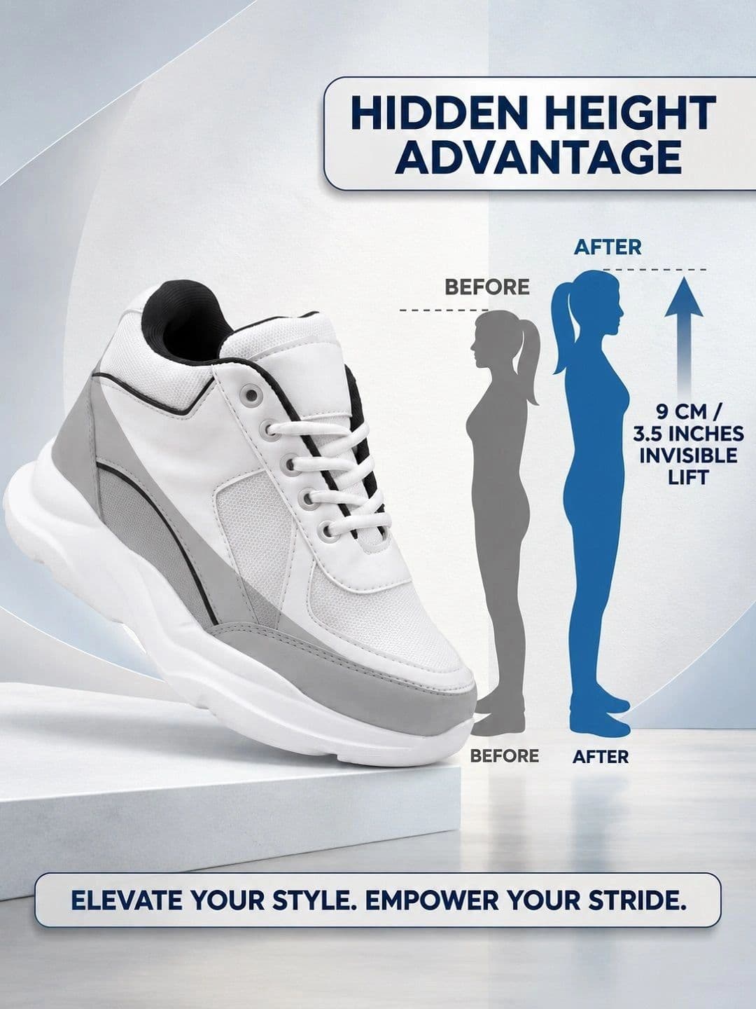 Bxxy Women White Invisible Height Faux Leather Spots Lace-up Shoe thumbnail 2