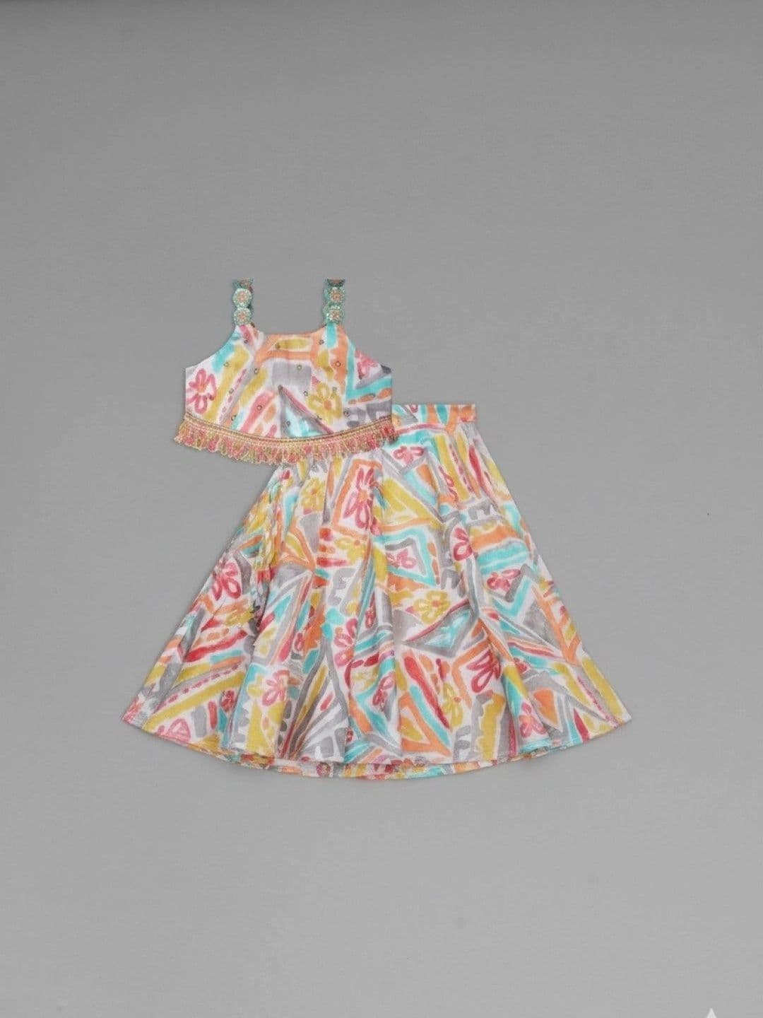 VidiRna Girls Printed Sequinned Ready to Wear Lehenga & thumbnail 2