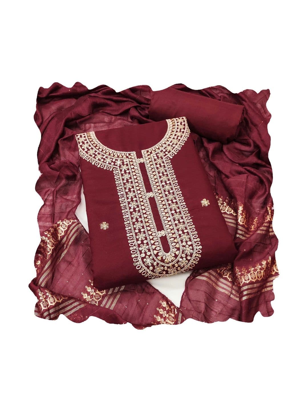 HERE&NOW Embellished Semi-Stitched Dress Material - view 1