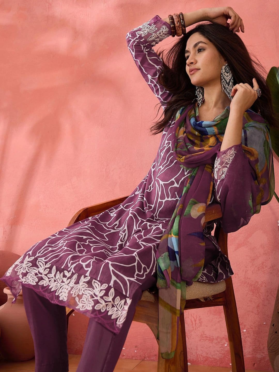 HERE&NOW Printed Pure Cotton Semi-Stitched Dress Material thumbnail 5