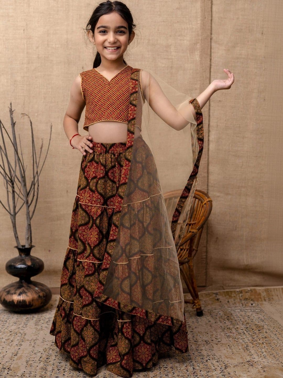 YK Girls Printed Ready to Wear Lehenga & Blouse With Dupatta thumbnail 6