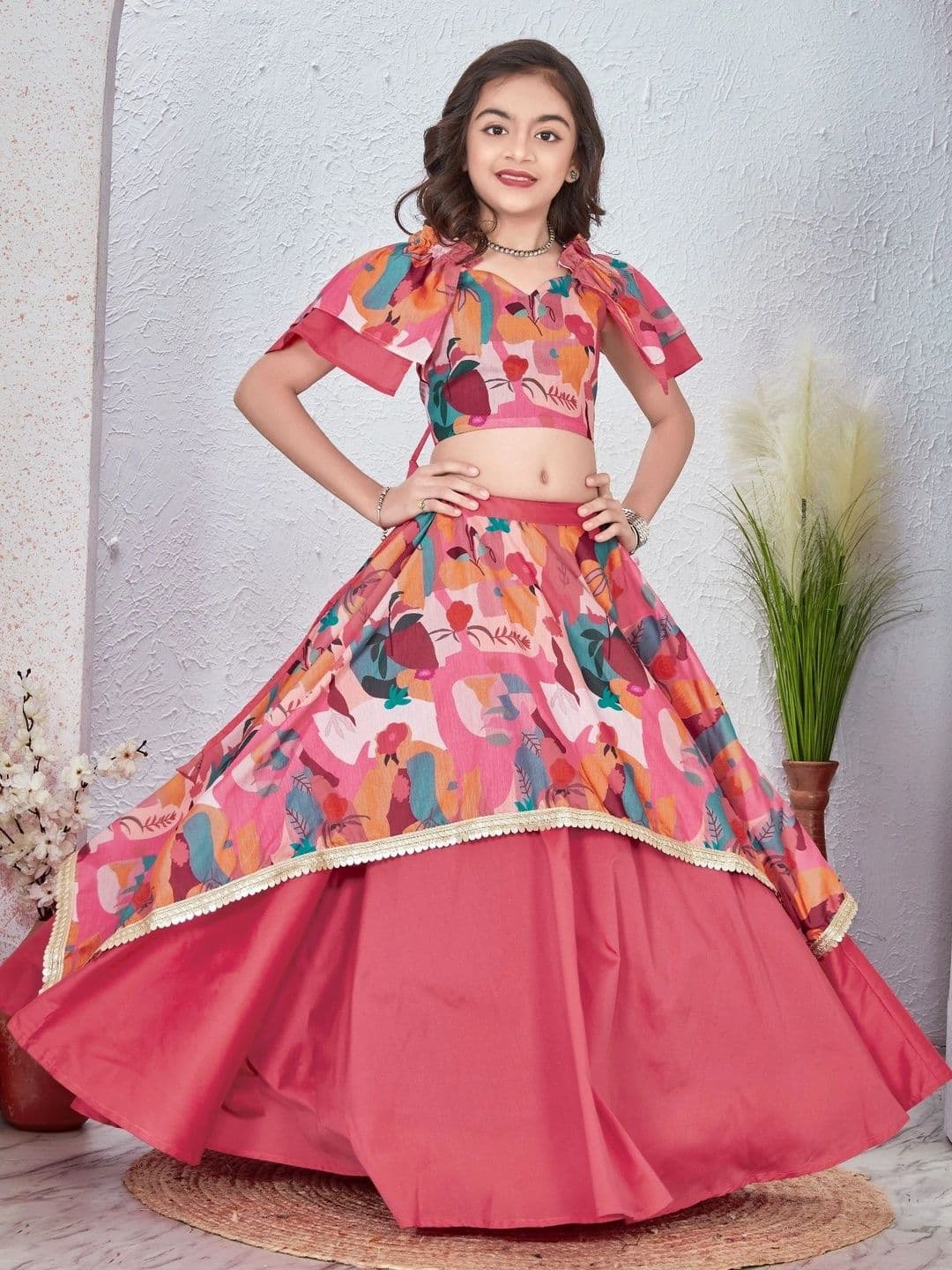 VidiRna Girls Printed Ready to Wear Lehenga & - view 1