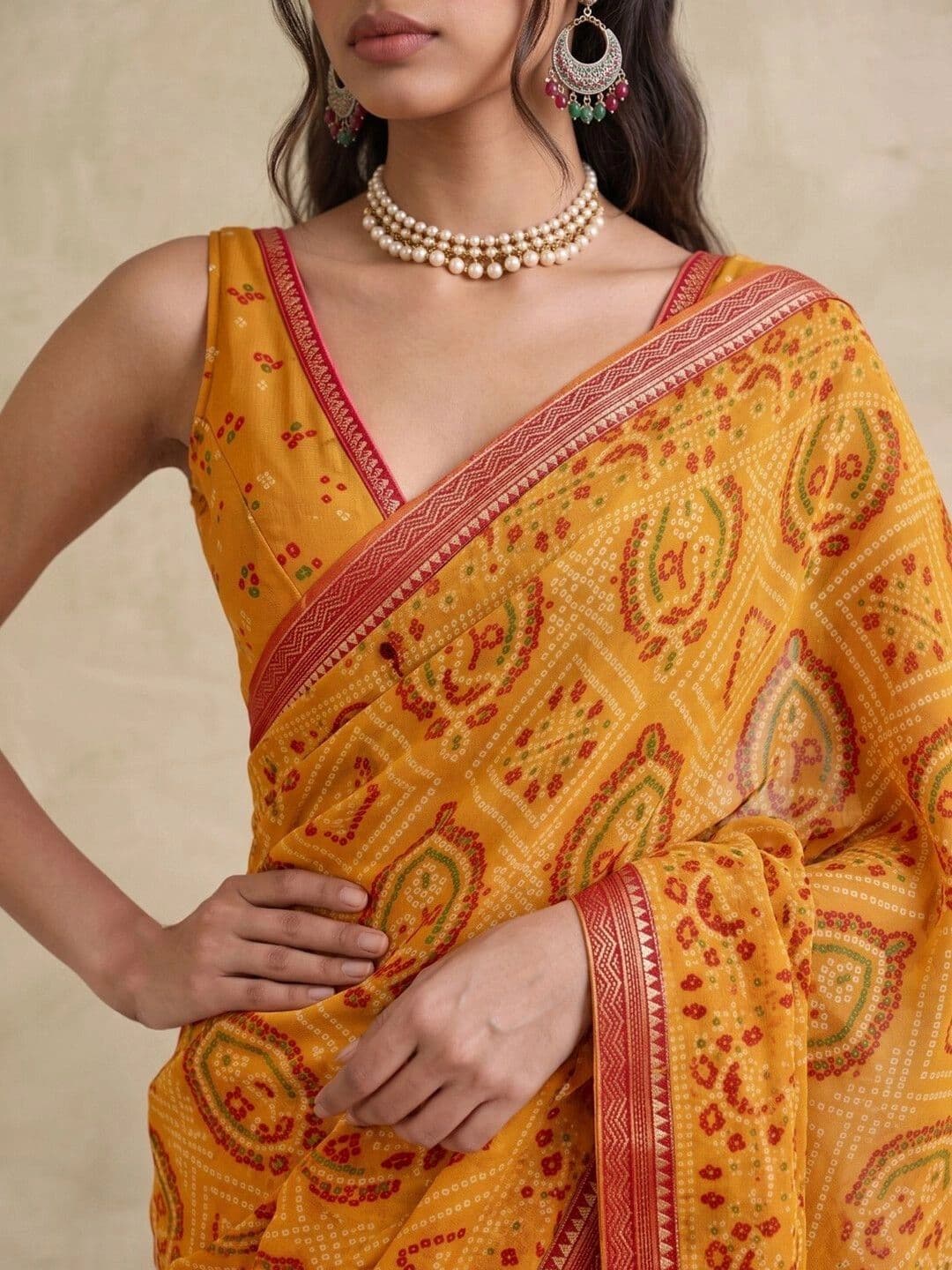 SAARA Ethnic Motifs Pure Georgette Saree thumbnail 2