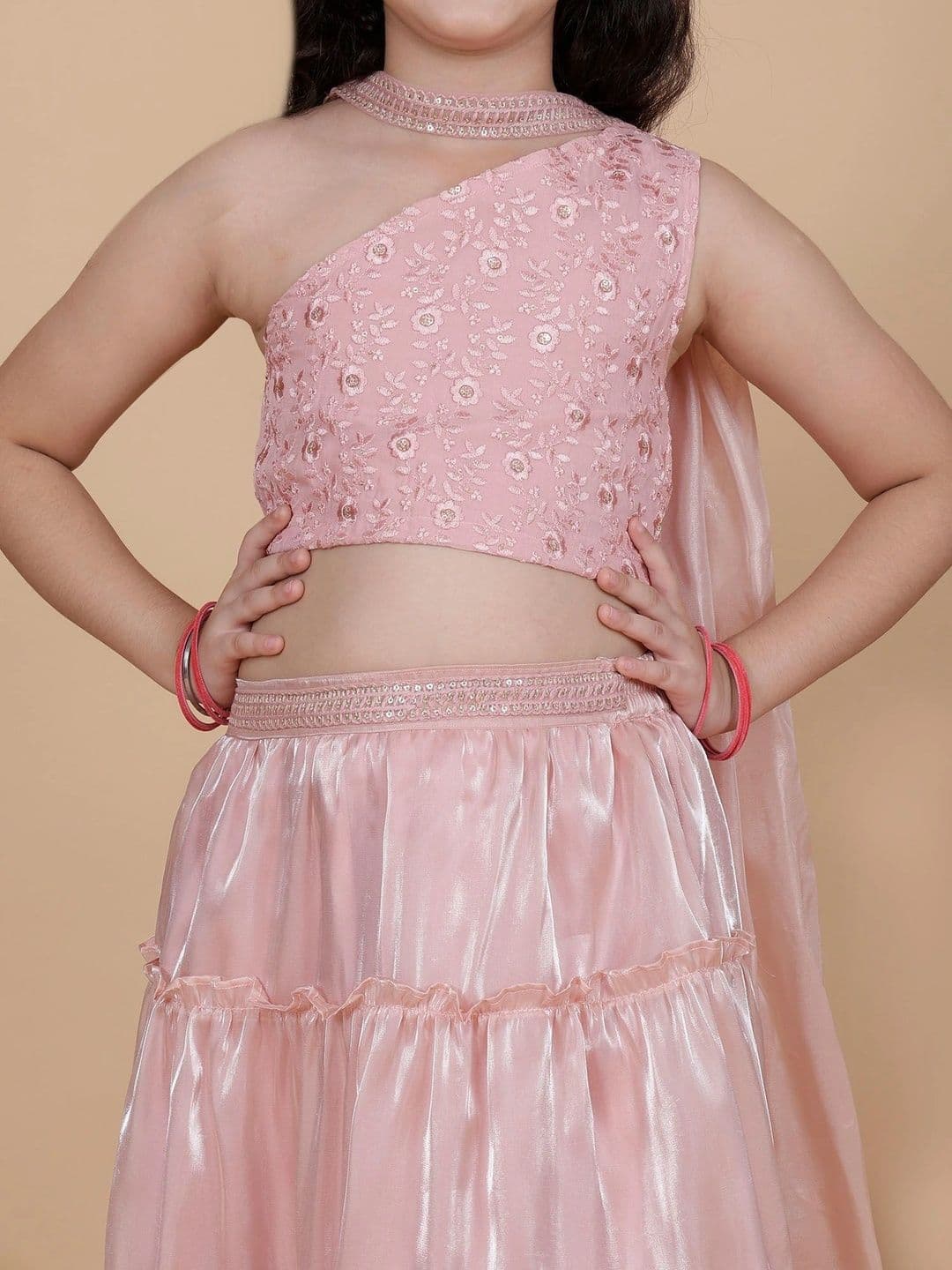 YK Girls Embellished Ready to Wear Lehenga & Blouse With Dupatta thumbnail 4
