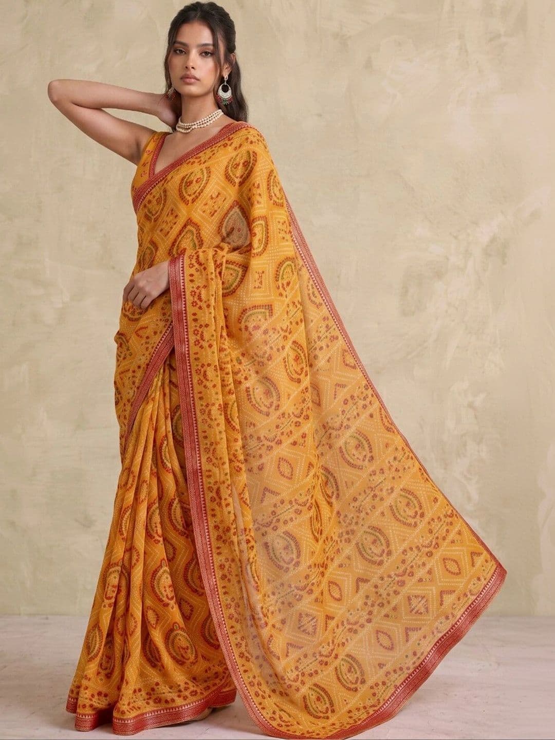 SAARA Ethnic Motifs Pure Georgette Saree thumbnail 4