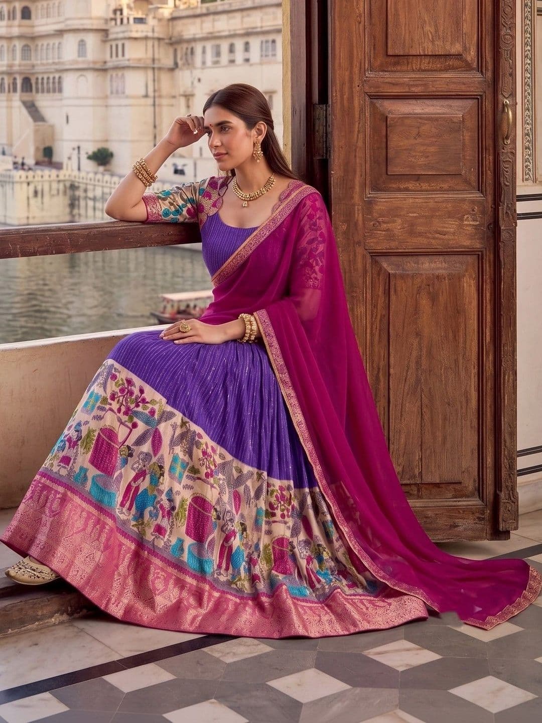 Anouk Semi-Stitched Lehenga & Blouse With Dupatta thumbnail 2