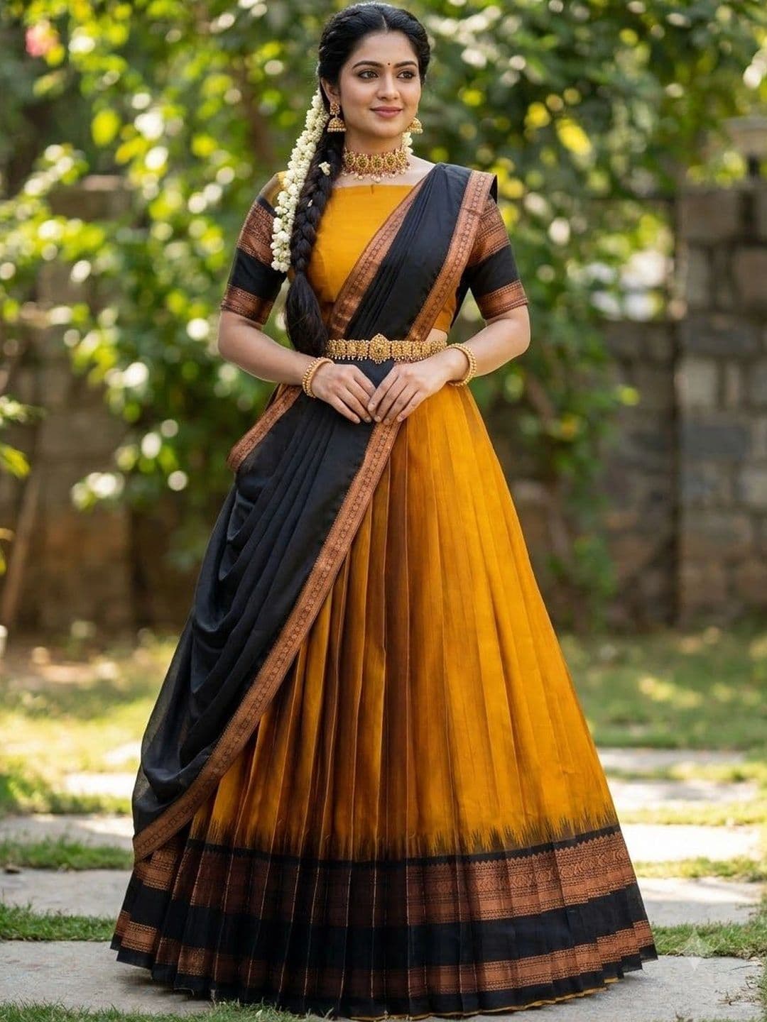 Fabcartz Semi-Stitched Lehenga & Unstitched Blouse With Dupatta - view 1