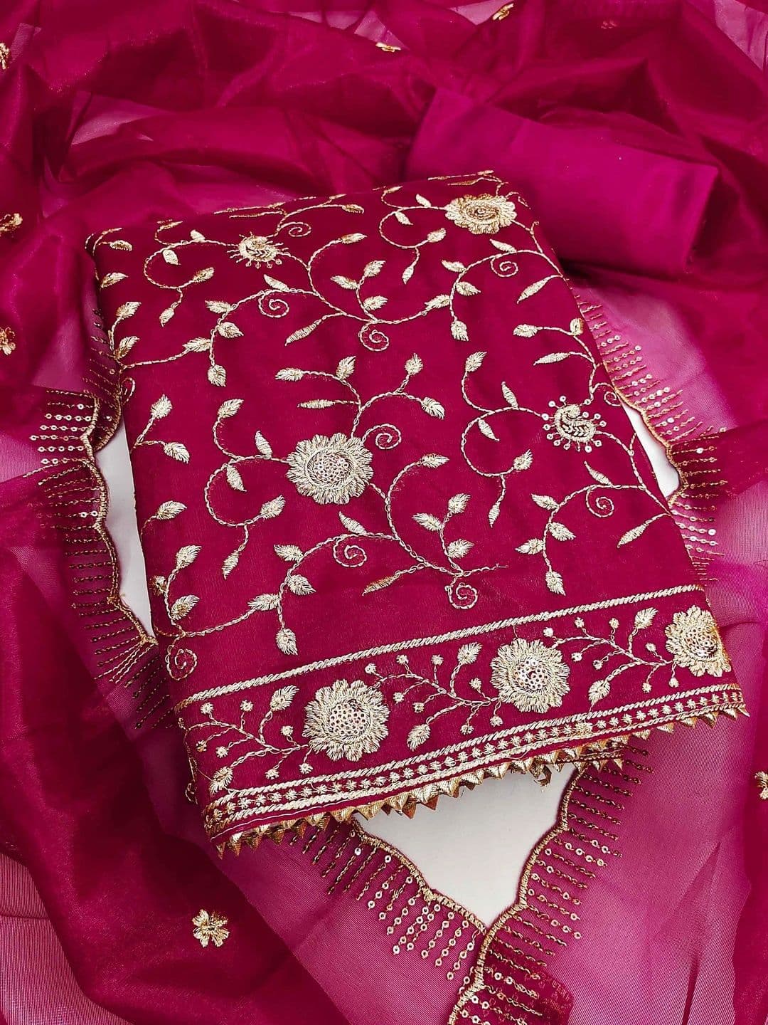 HERE&NOW Embellished Semi-Stitched Dress Material - view 1