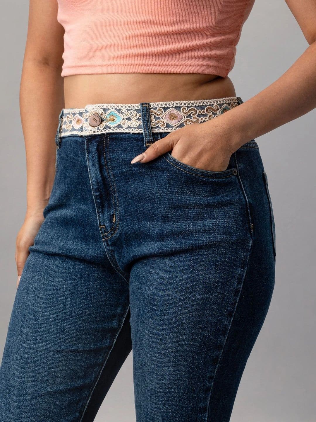 NATICA Women Regular Fit Mid-Rise Embellished Stretchable Jeans thumbnail 2