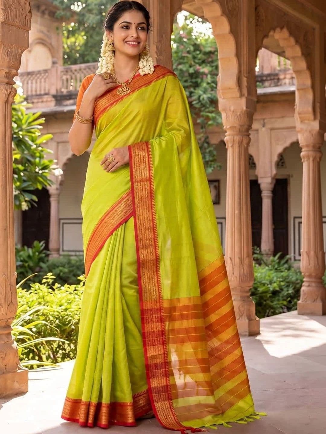 Moda Rapido Striped Zari Silk Cotton Handloom Chanderi Saree - view 1