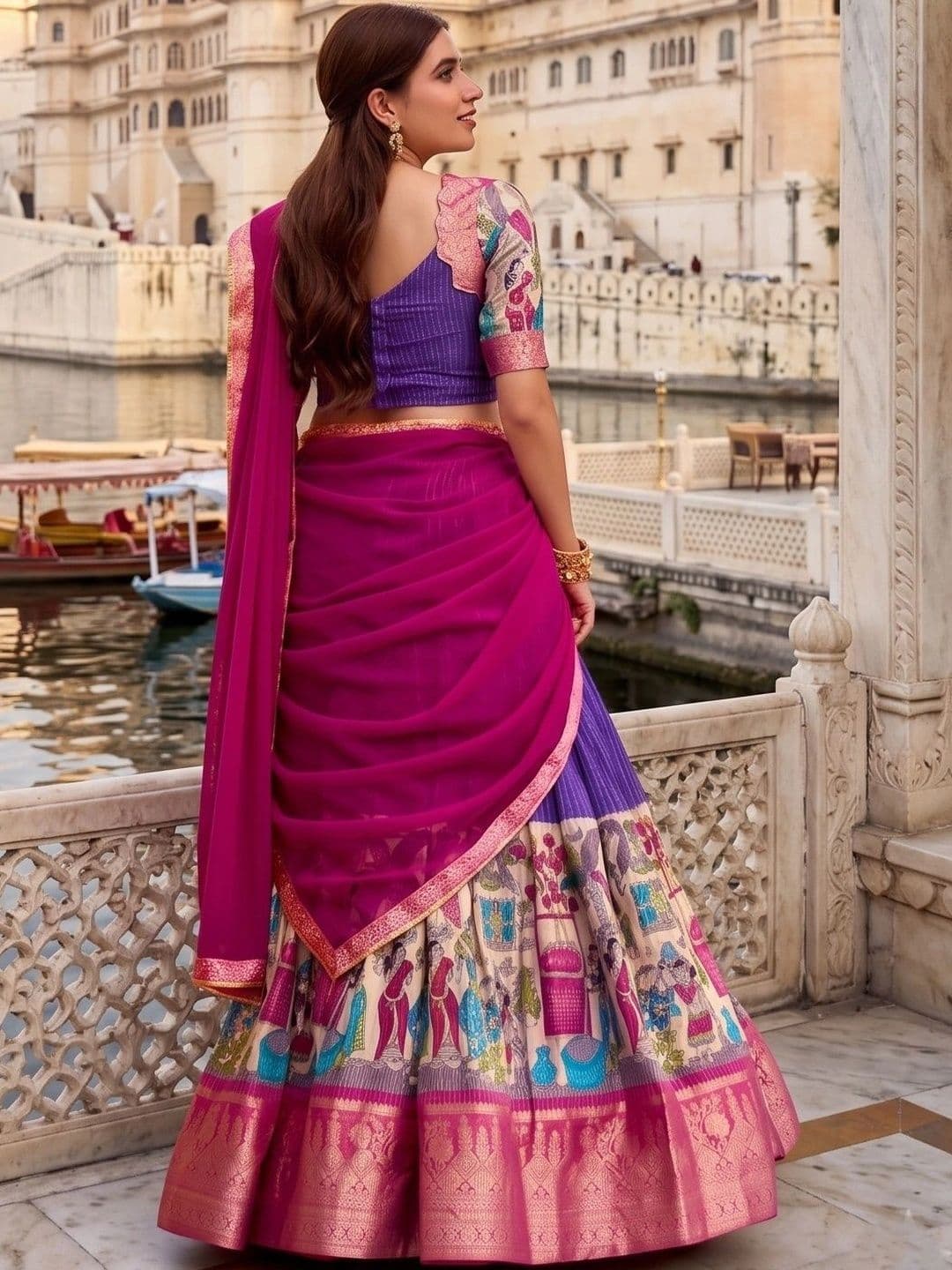 Anouk Semi-Stitched Lehenga & Blouse With Dupatta thumbnail 4