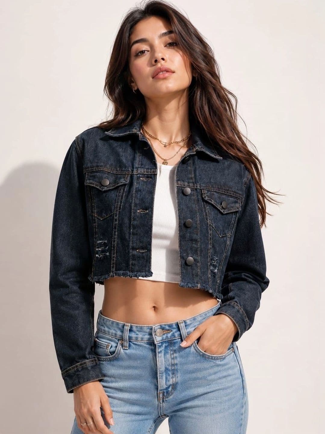 LEETOS Women Crop Denim Jacket - view 1