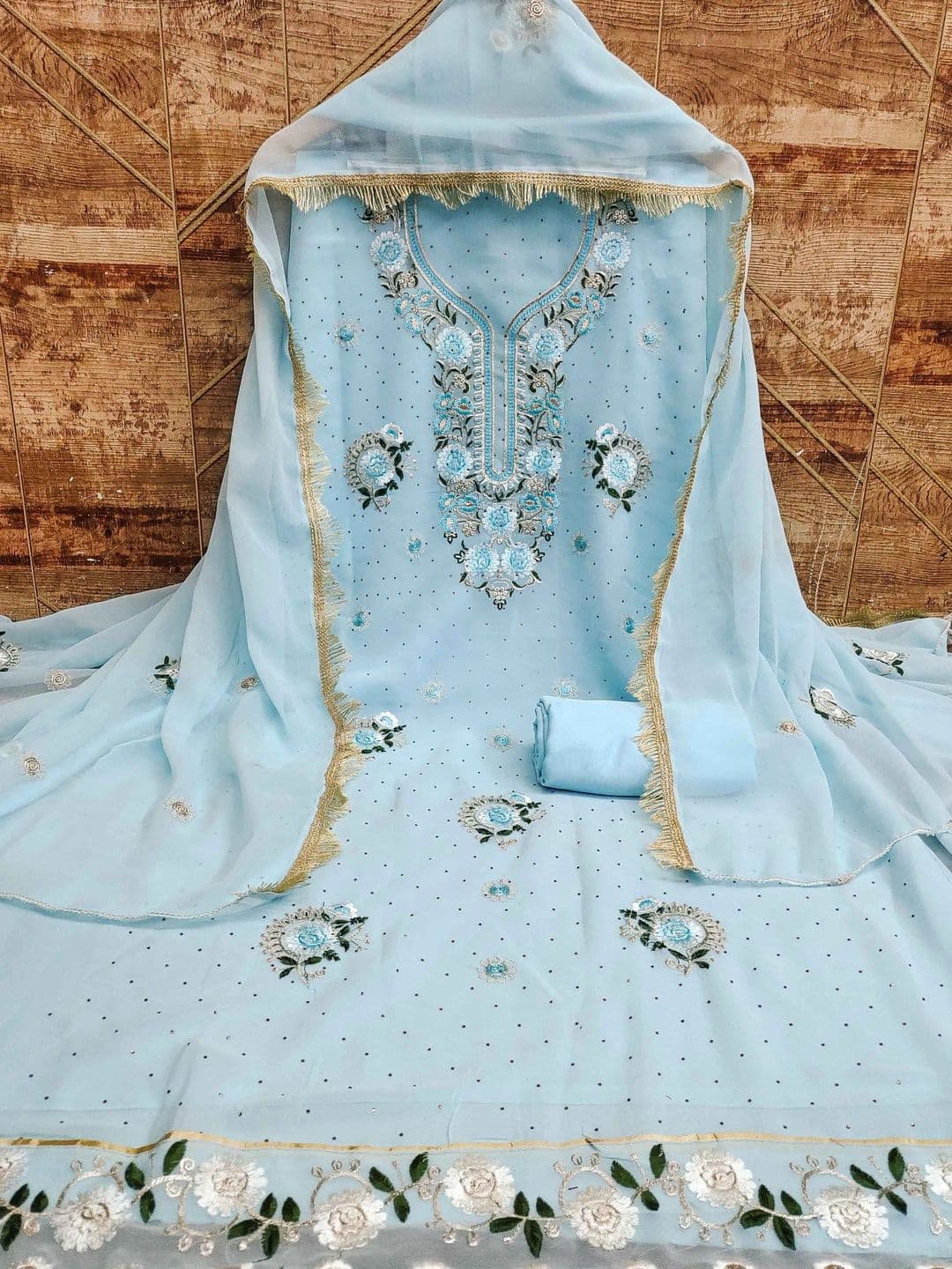 HERE&NOW Embroidered Semi-Stitched Dress Material thumbnail 2