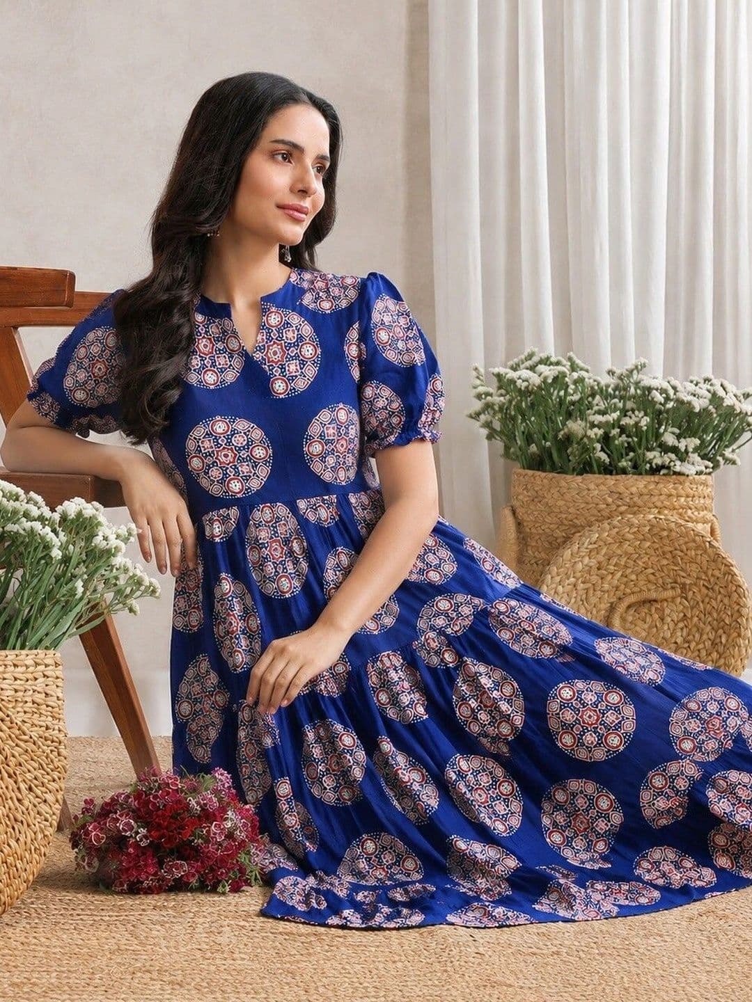 PRESHA Women Geometric Printed Indie Prints Anarkali Kurta thumbnail 4