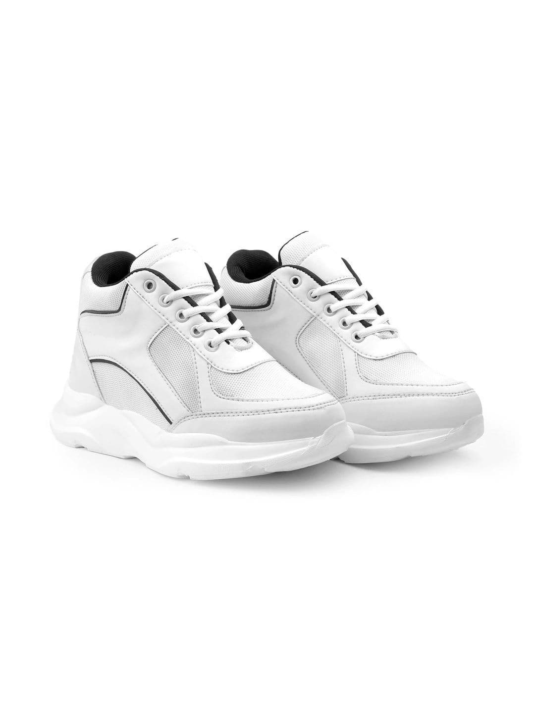 Bxxy Women White Invisible Height Faux Leather Spots Lace-up Shoe thumbnail 3