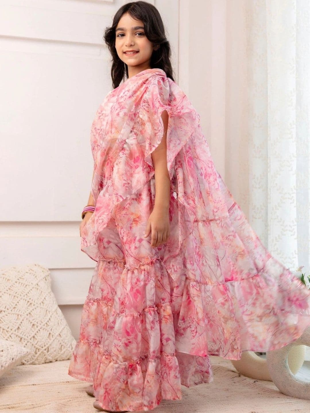 YK Girls Embroidered Thread Work Ready to Wear Lehenga & thumbnail 6