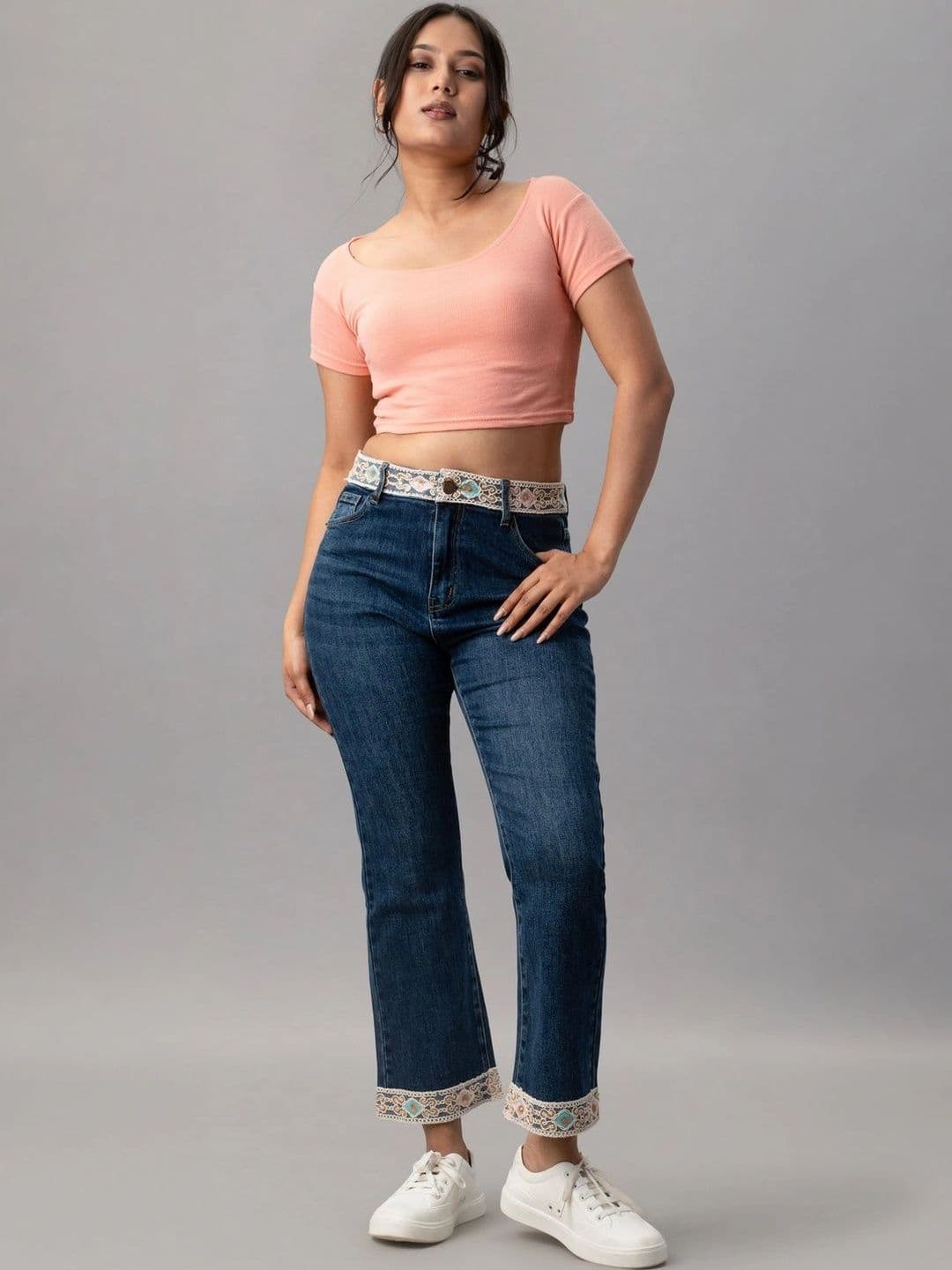 NATICA Women Regular Fit Mid-Rise Embellished Stretchable Jeans thumbnail 5