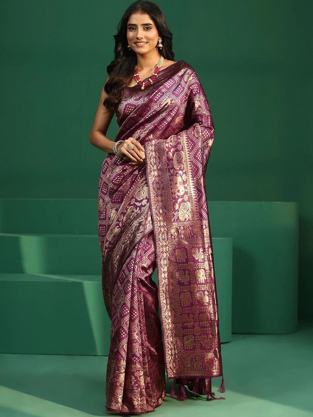 Libas Ethnic Motifs Zari Brocade Saree thumbnail 5