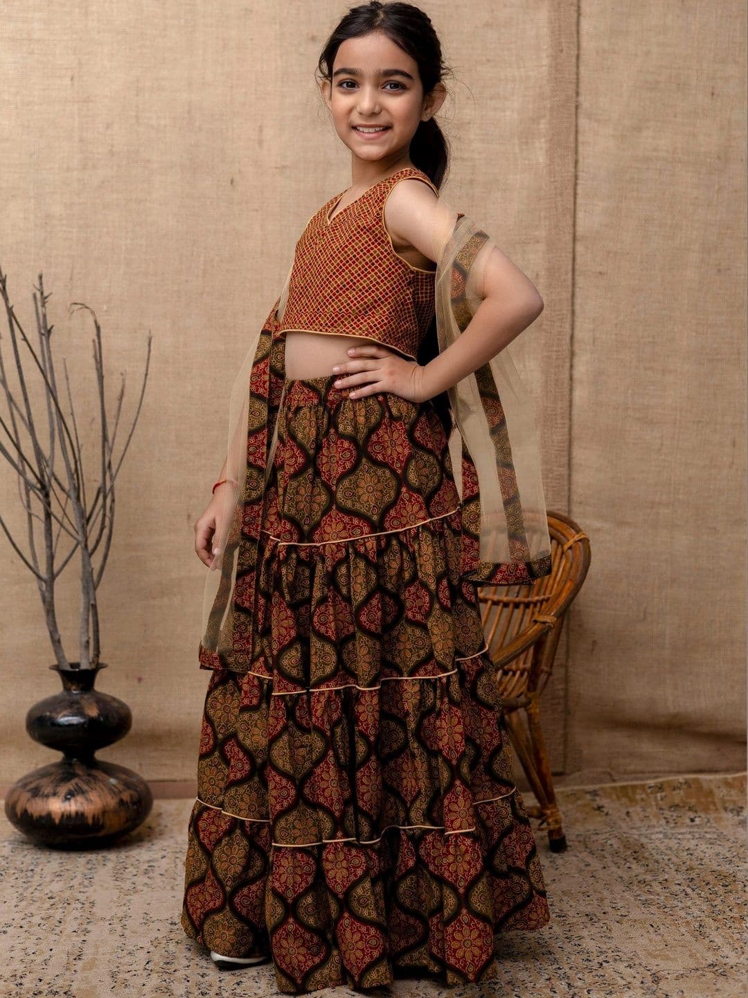YK Girls Printed Ready to Wear Lehenga & Blouse With Dupatta thumbnail 3