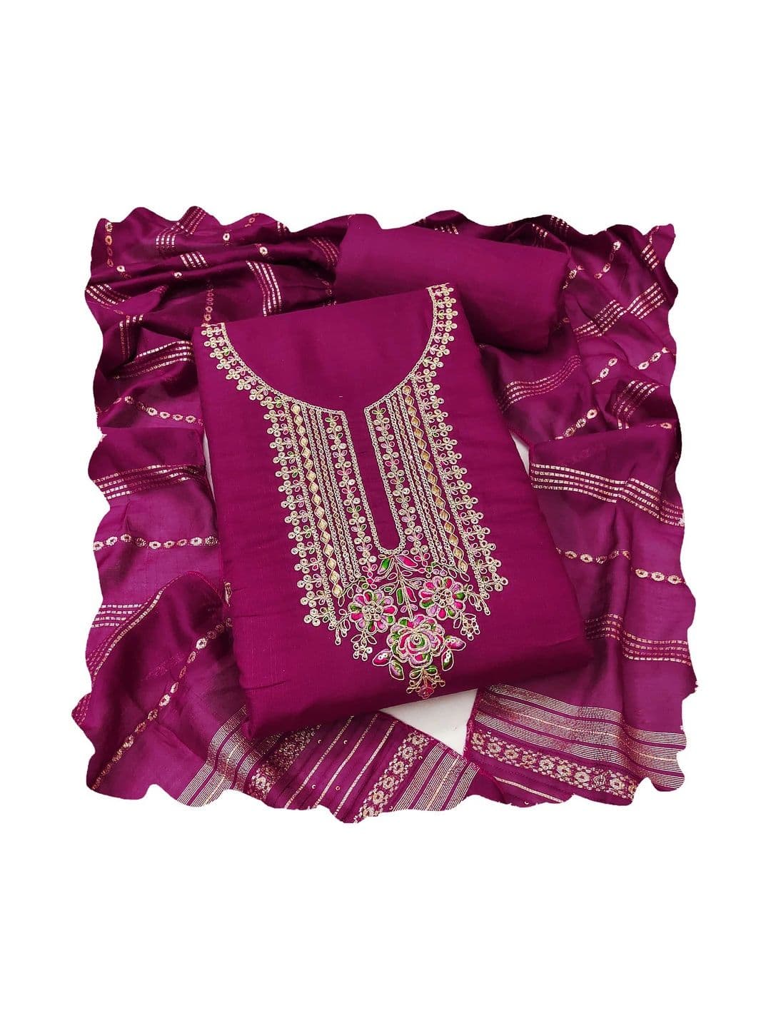 HERE&NOW Embellished Semi-Stitched Dress Material - view 1