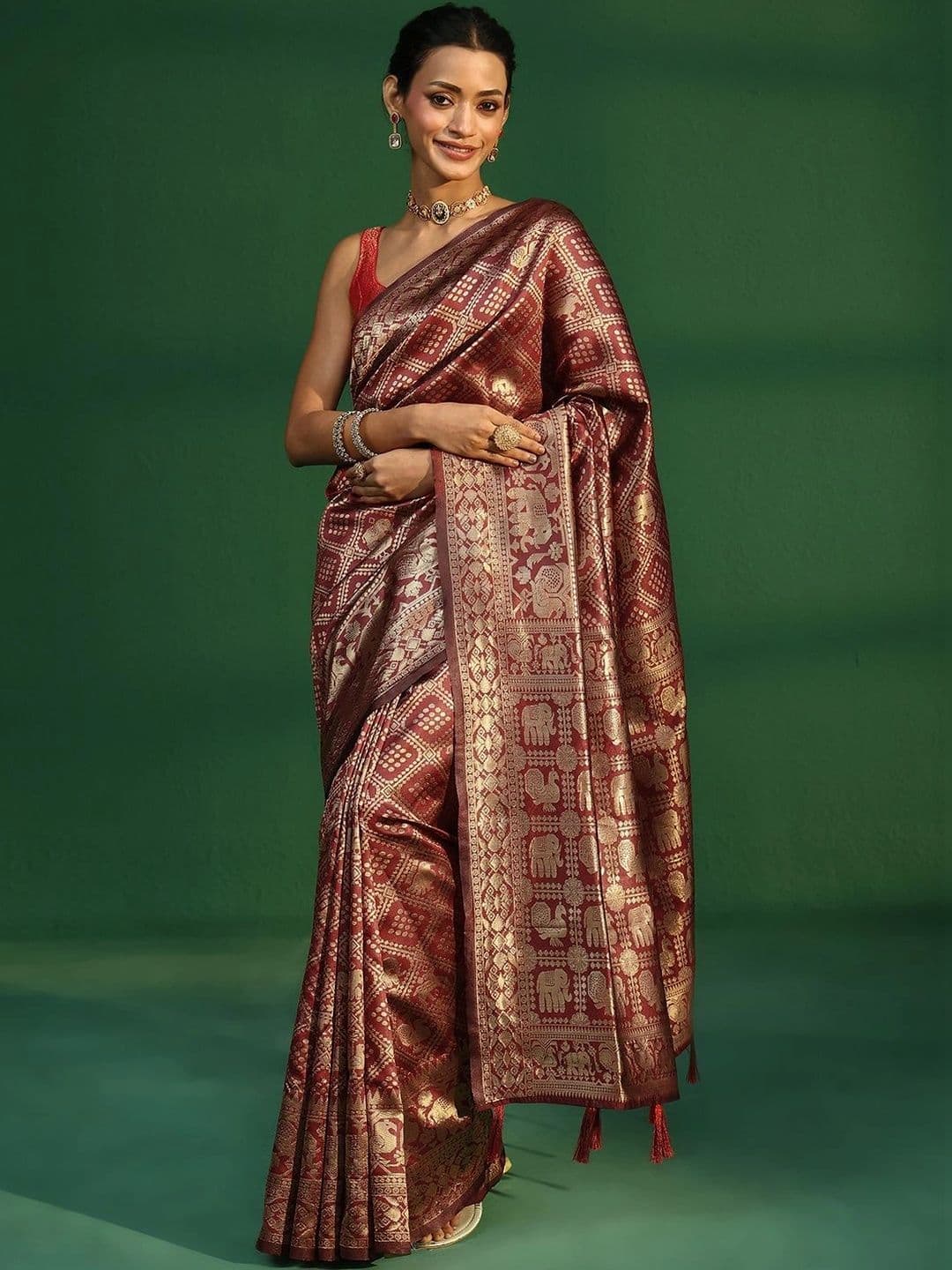 Libas Woven Design Zari Brocade Saree thumbnail 5